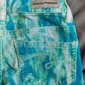 Turquoise blue green & white corduroy pants Size 7S